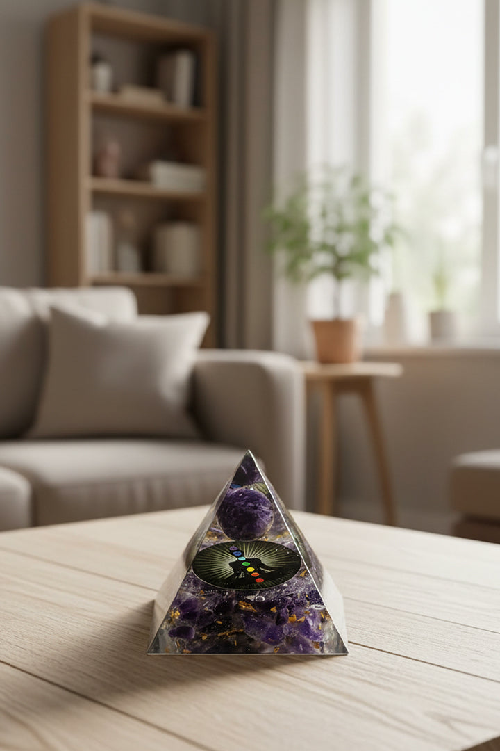 3 INCH AMETHYST BALL CRYSTAL PYRAMID – Energy, Balance & Elegance