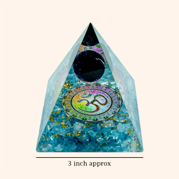 VASTU VARDAN 3 INCH TURQUOISE BALL CRYSTAL PYRAMID
