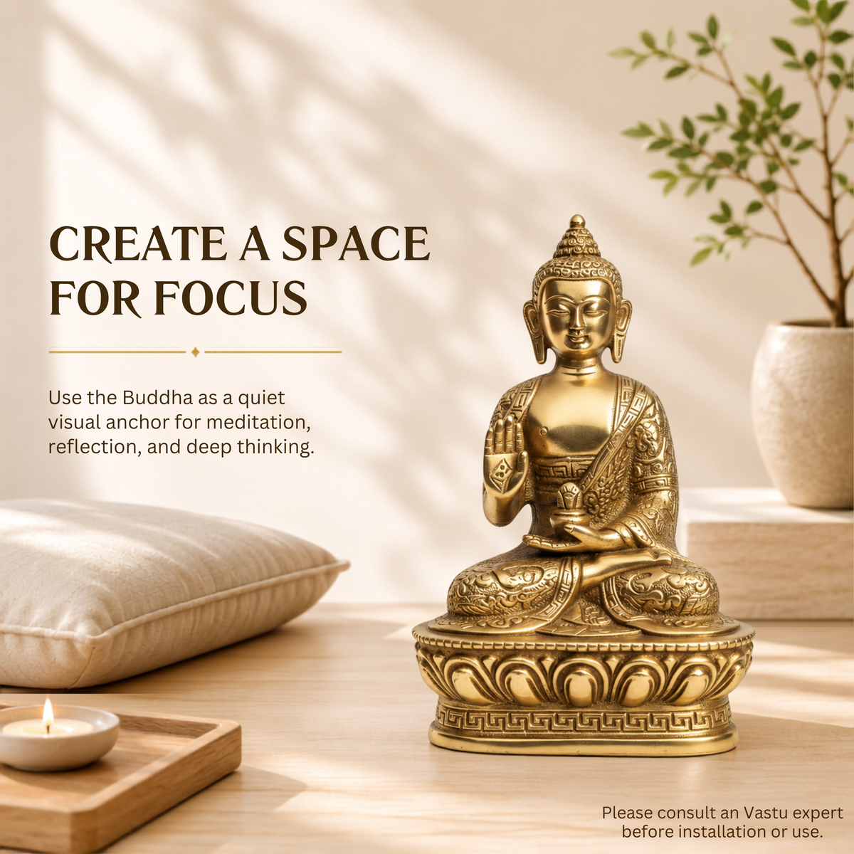 VASTU VARDAN BRASS BUDDHA JI STATUE