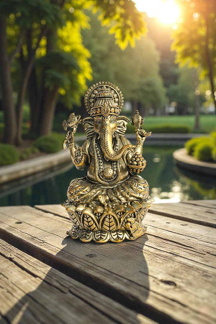 GANESH JI BRASS STATUE - 10 CM