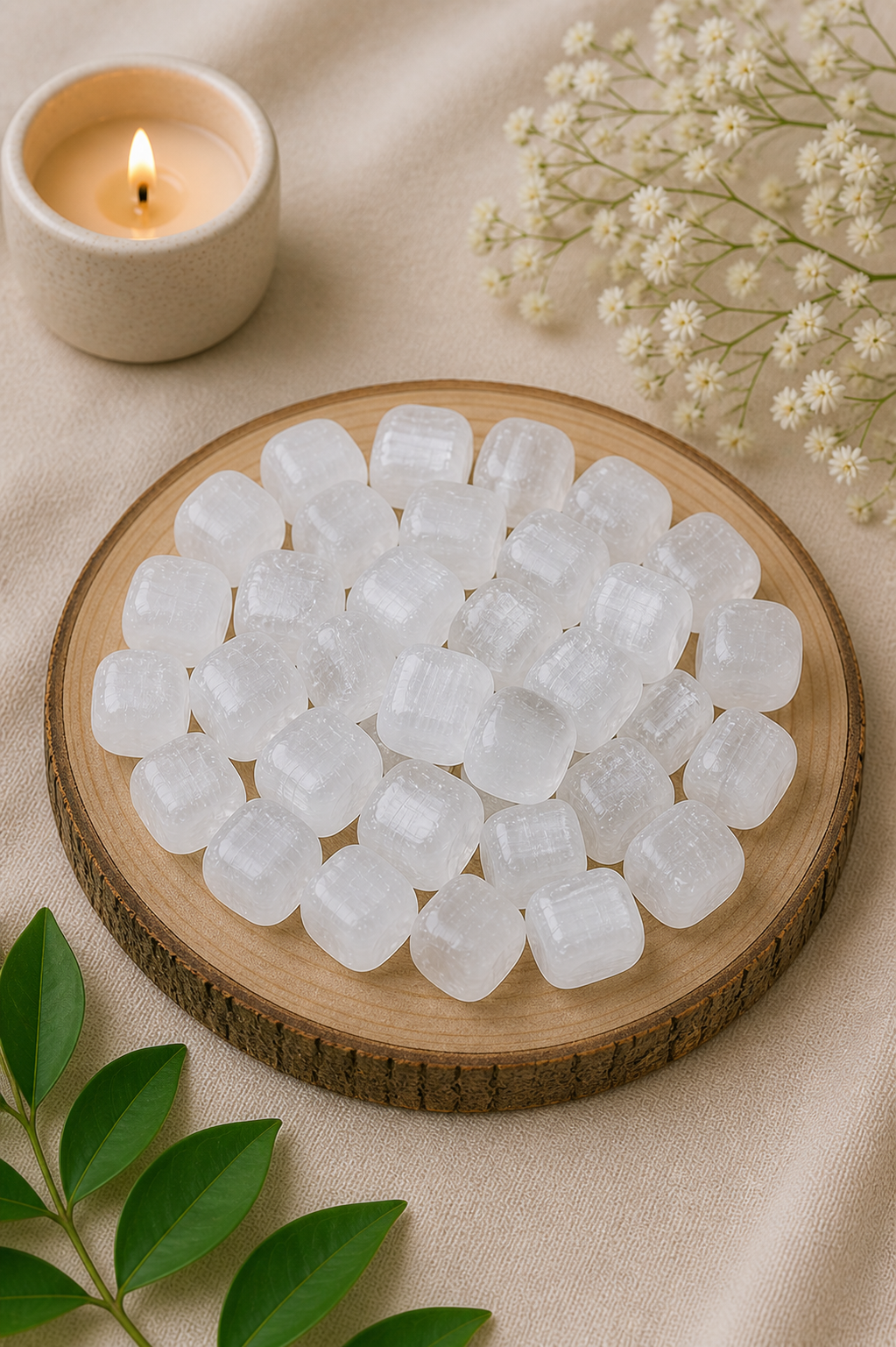 SELENITE CRYSTAL TUMBLE 100 GRAM -  Cleansing, Calmness & Positive Energy
