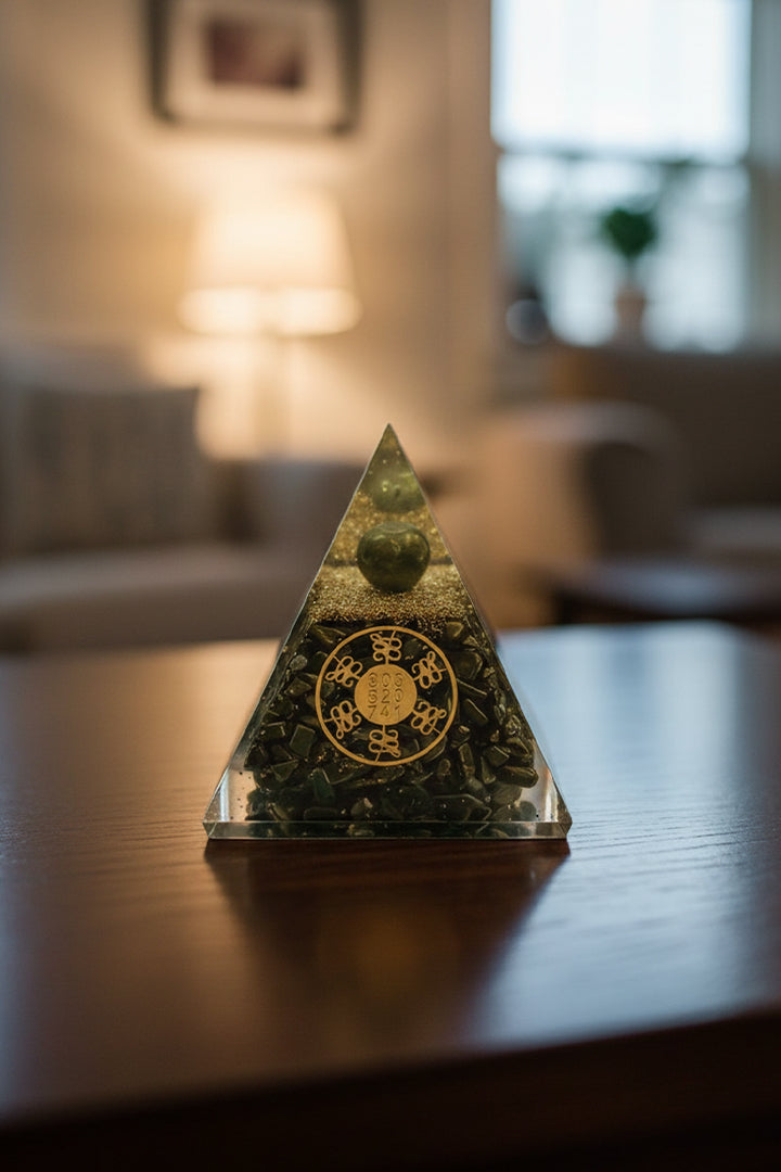 3 INCH PYRITE ZUBO COIN CRYSTAL PYRAMID –– Vastu Energy & Abundance Manifestation Accoutrement