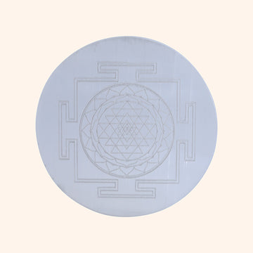 SELENITE CRYSTAL CHARGING PLATE 4 INCH (SHREE YANTRA)