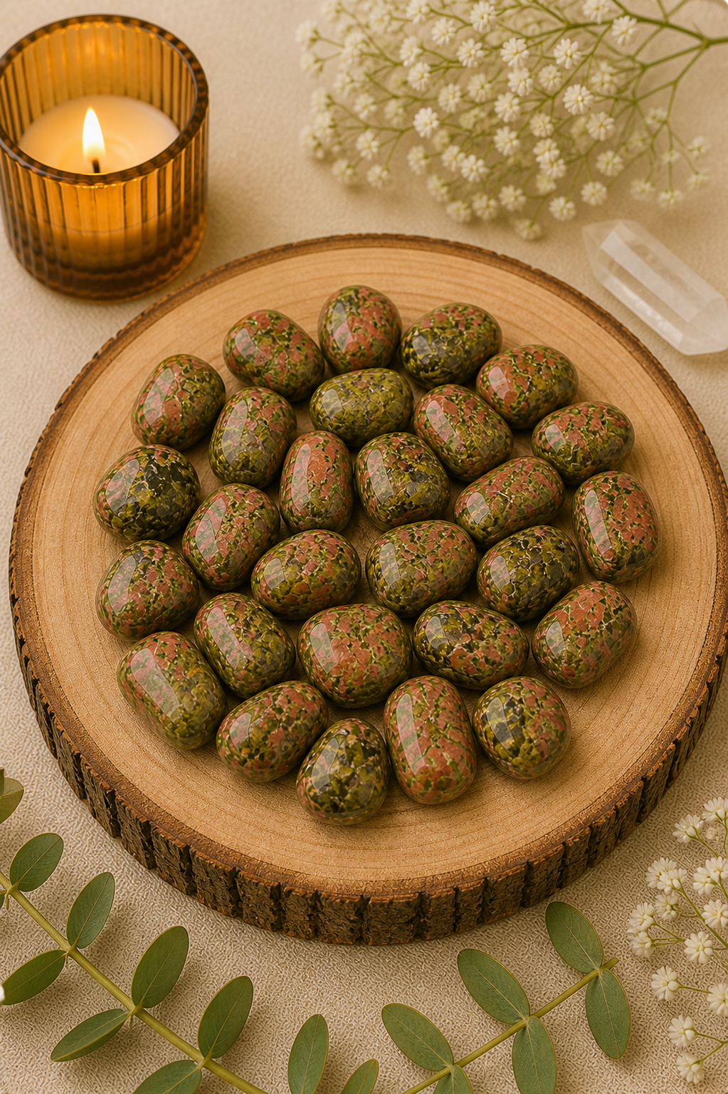 UNAKITE  CRYSTAL TUMBLE - 100 GRAM - Ideal for gifting, healing & décor use