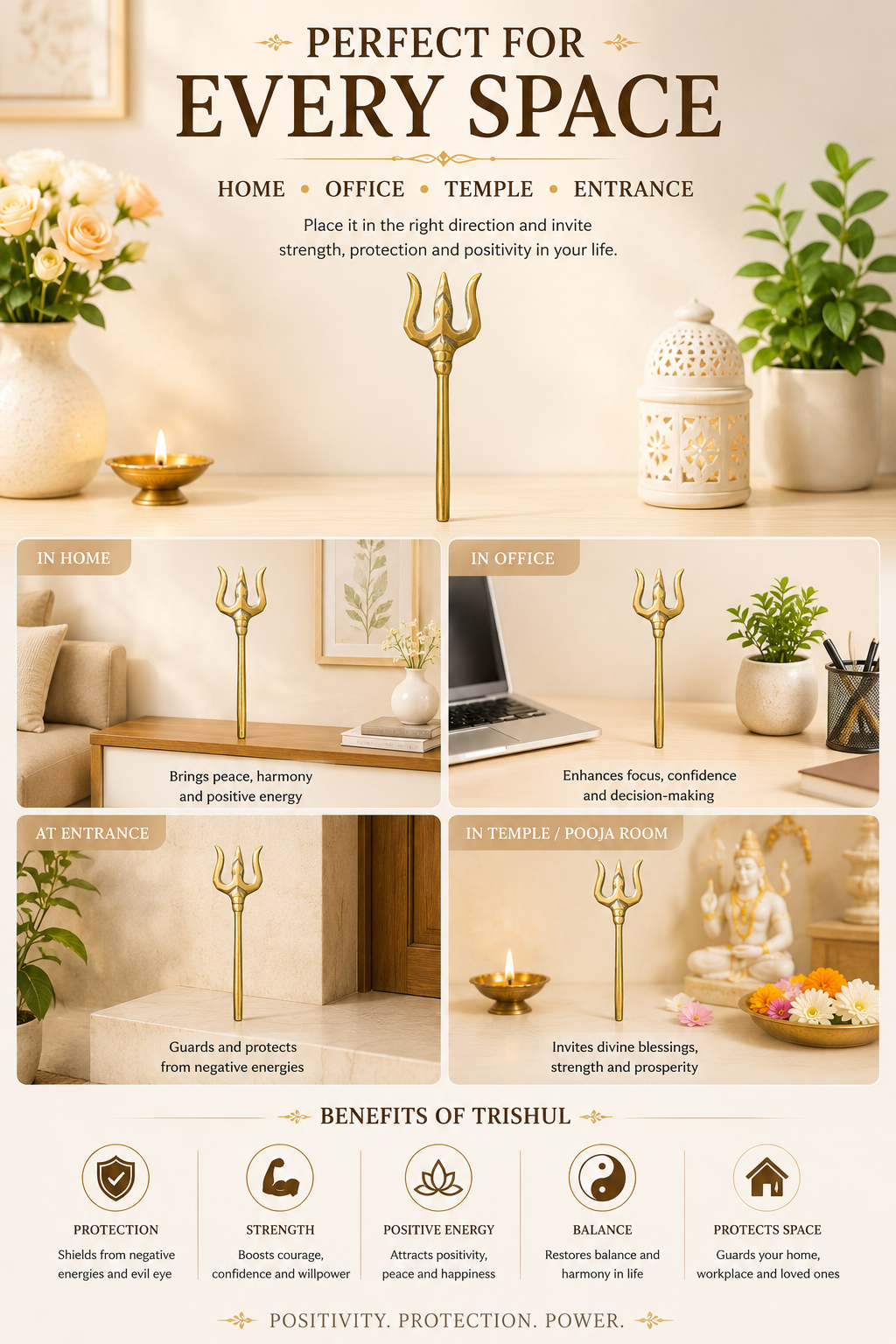 BRASS TRISHUL DIGPAL SHASTRA STATUE