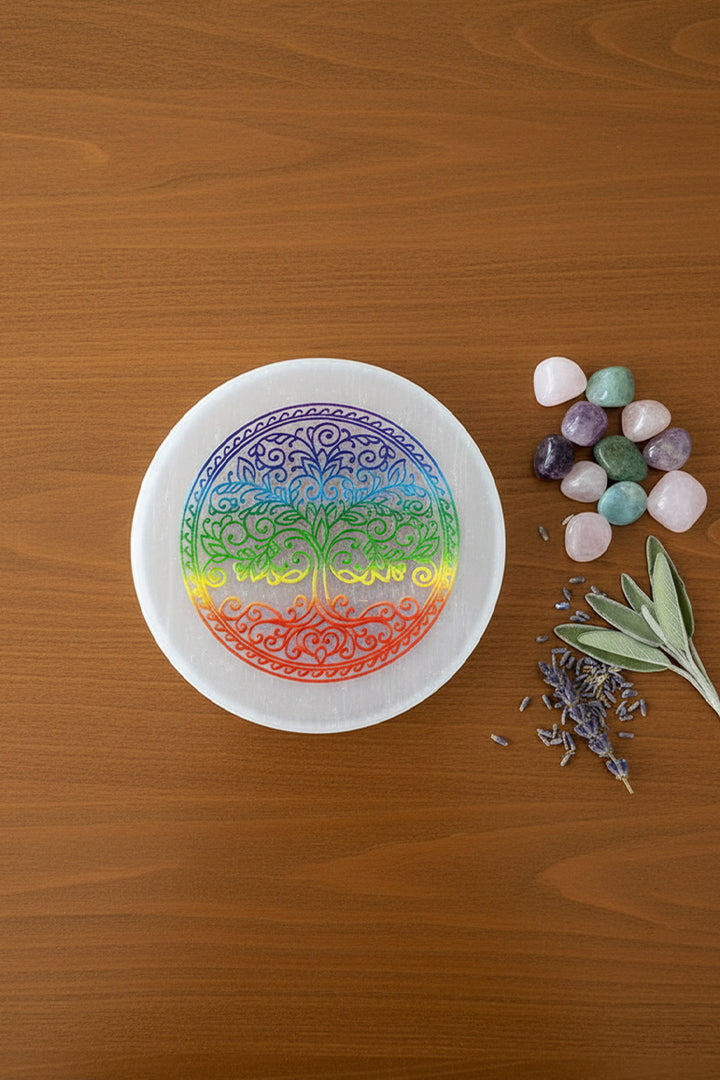 3 INCH - DESIGNER CHARGING SELENITE PLATE - Perfect Gifting Choice & Luxury Spiritual Decor Piece