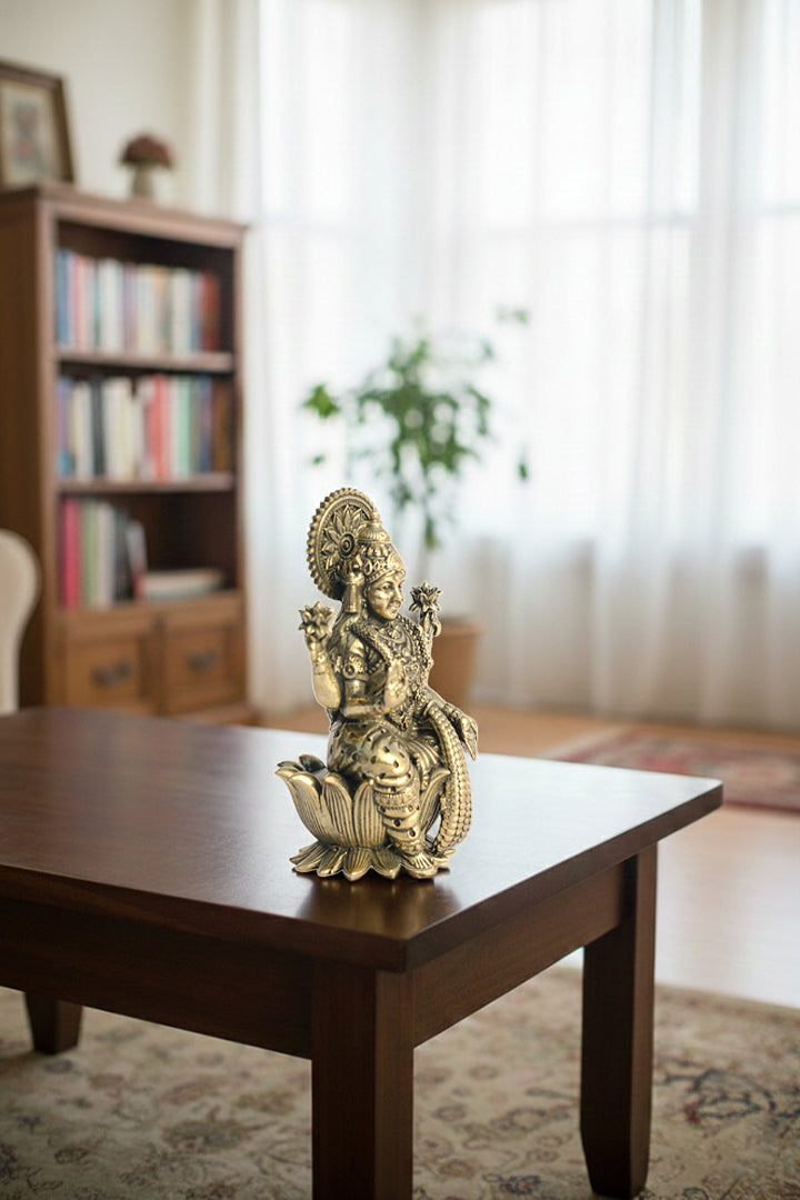 BRASS LAXMI JI STATUE - 8 CM