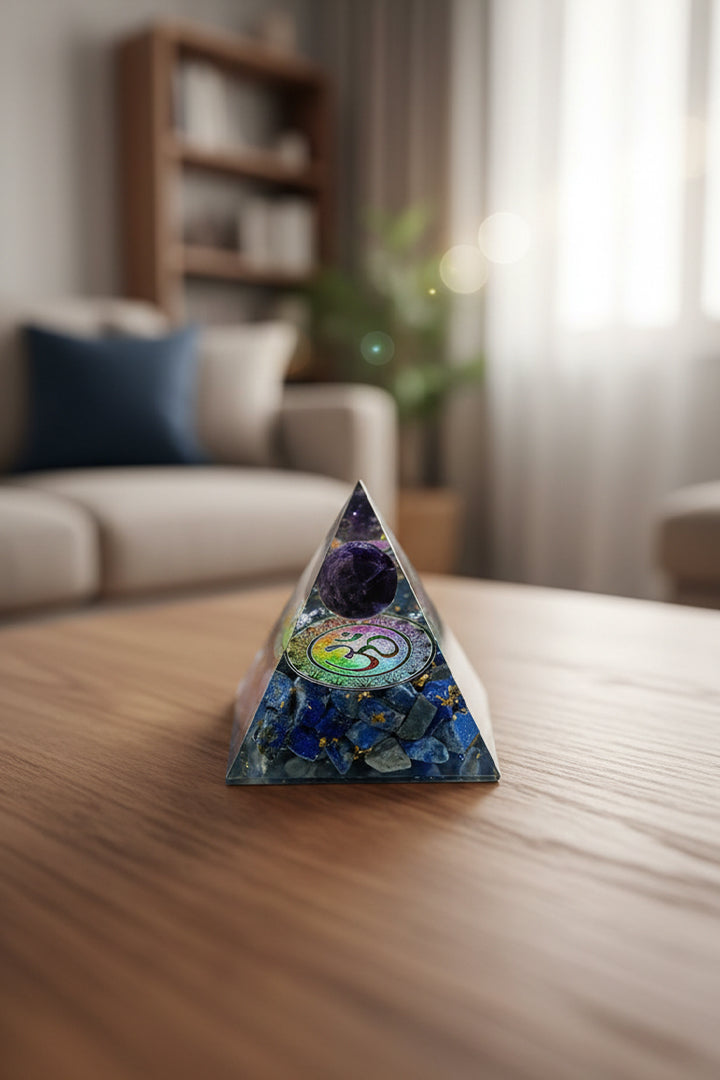 3 INCH LAPIS LAZULI BALL CRYSTAL PYRAMID -Natural Crystal for Energy Healing & Meditation