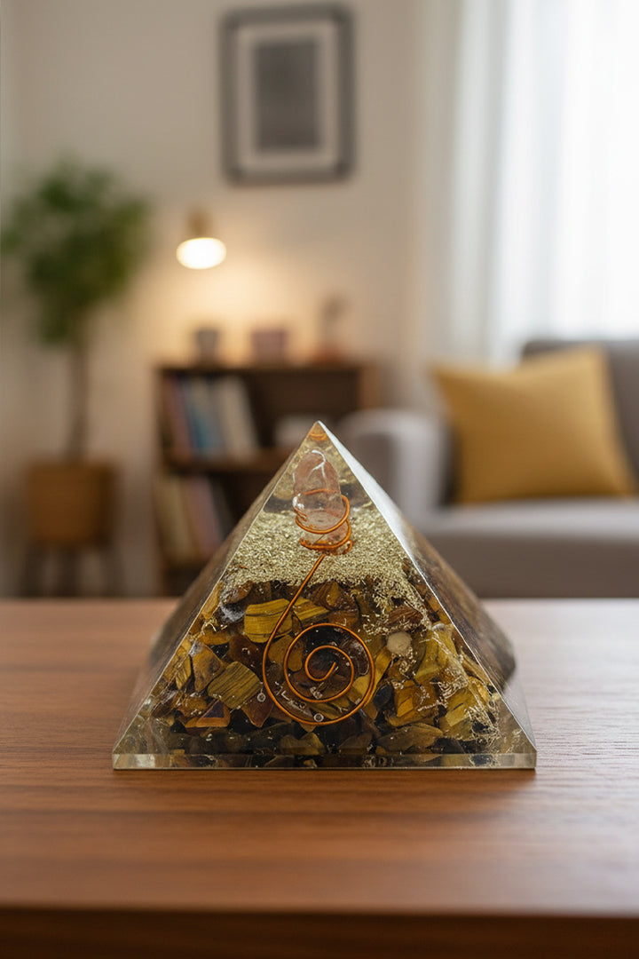 2 INCH TIGER EYE CRYSTAL PYRAMID -  Placed in home & office for Vastu correction