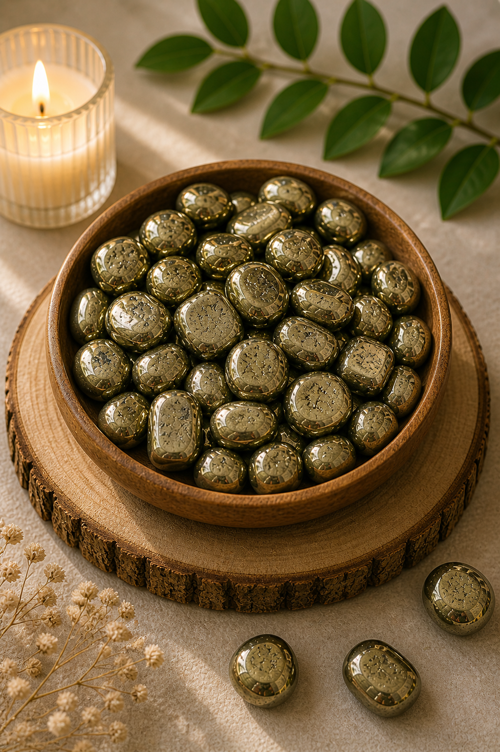 PYRITE CRYSTAL TUMBLE 100 GRAM -Motivation, Protection & Positive Energy