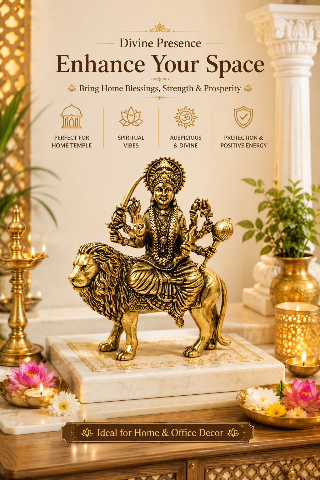BRASS DURGA MATA JI STATUE - 5 INCH