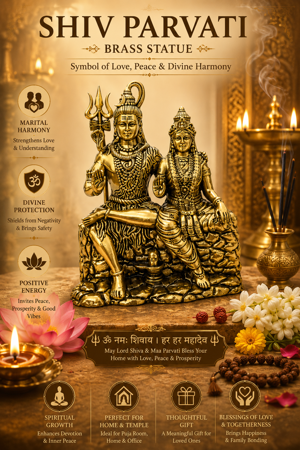 SHIV PARVATI JI PREMIUM BRASS STATUE