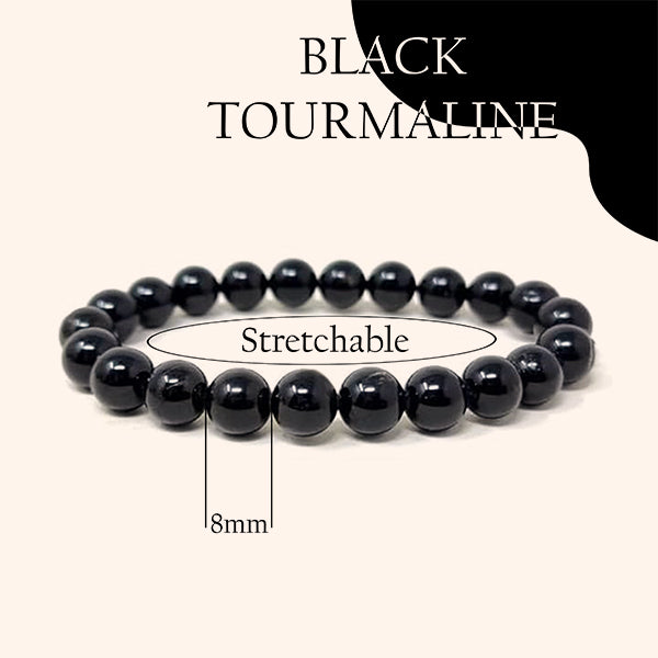 VASTU VARDAN BLACK TOURMALINE ORIGINAL BRACELET 8 MM BEADS
