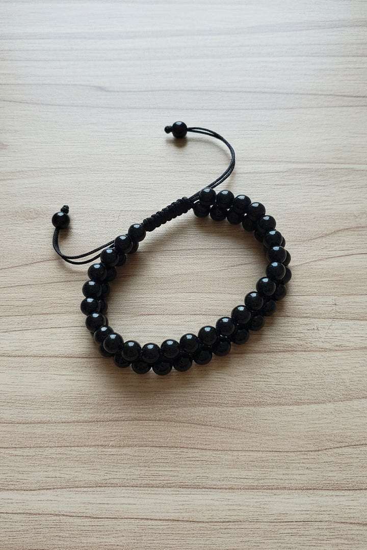 BLACK TOURMALINE DOUBLE LAYER BRACELET -Protection, Grounding & Stability
