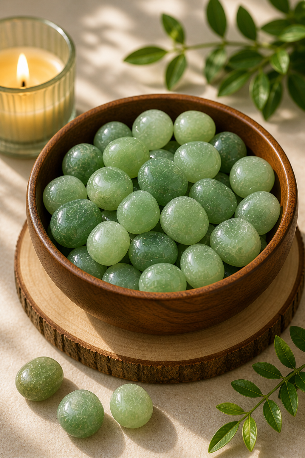 GREEN AVENTURINE CRYSTAL TUMBLE 100 GRAM - Strengthens manifestation power & positive energy flow