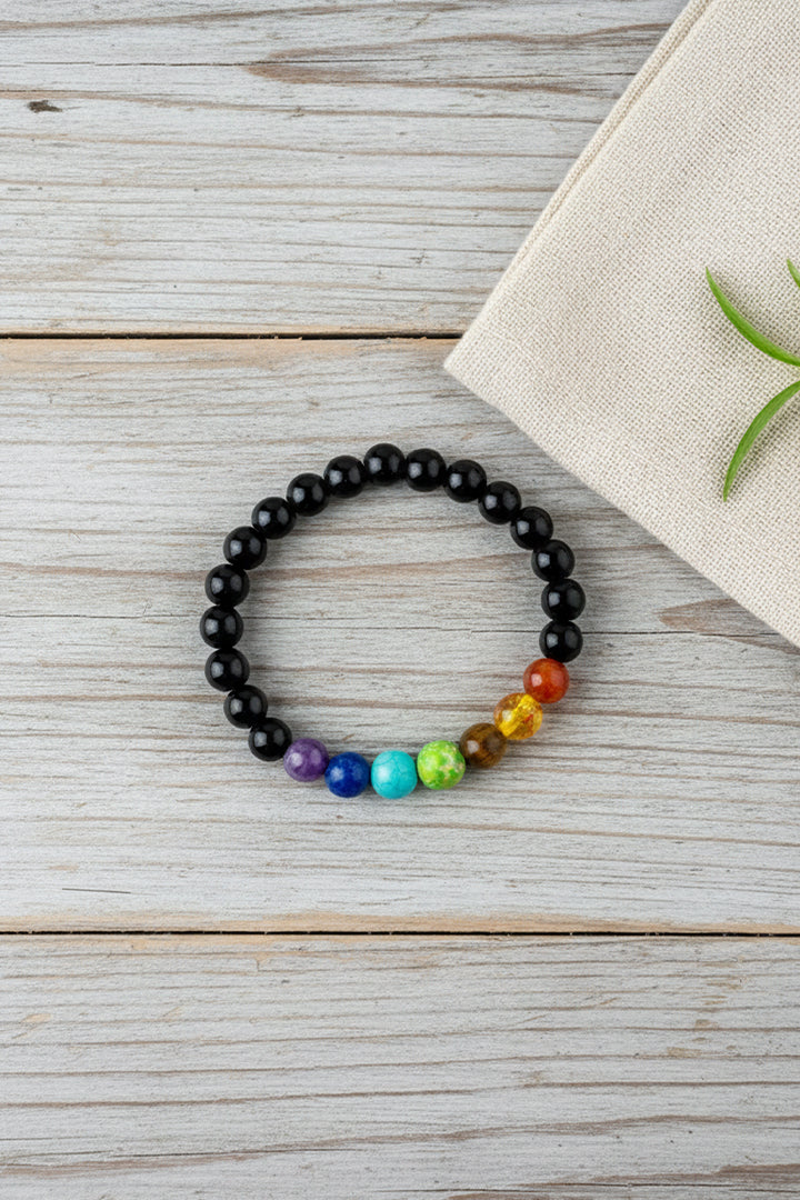 TOURMALINE + SEVEN CHAKRA BRACELET - Wellness, Meditation, & spiritual practices.
