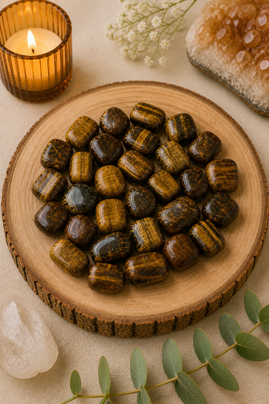 TIGER EYE CRYSTAL TUMBLE 100 GRAM - Balances Solar Plexus Chakra energy
