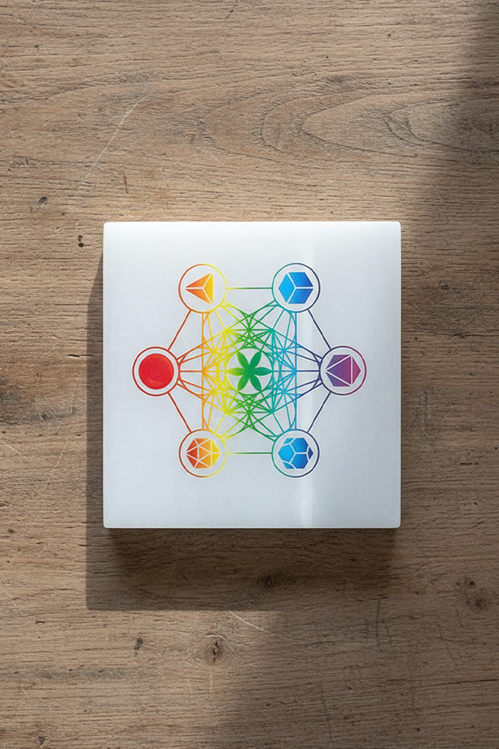 3 INCH - HEXA SQUARE SELENITE CHARGING PLATE - Meditation & Reiki healing sessions