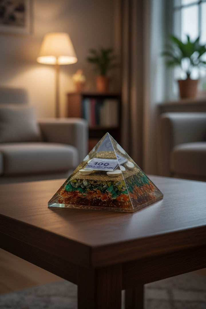 3 INCH MONEY CRYSTAL PYRAMID -  Wealth & Prosperity Energy Tool