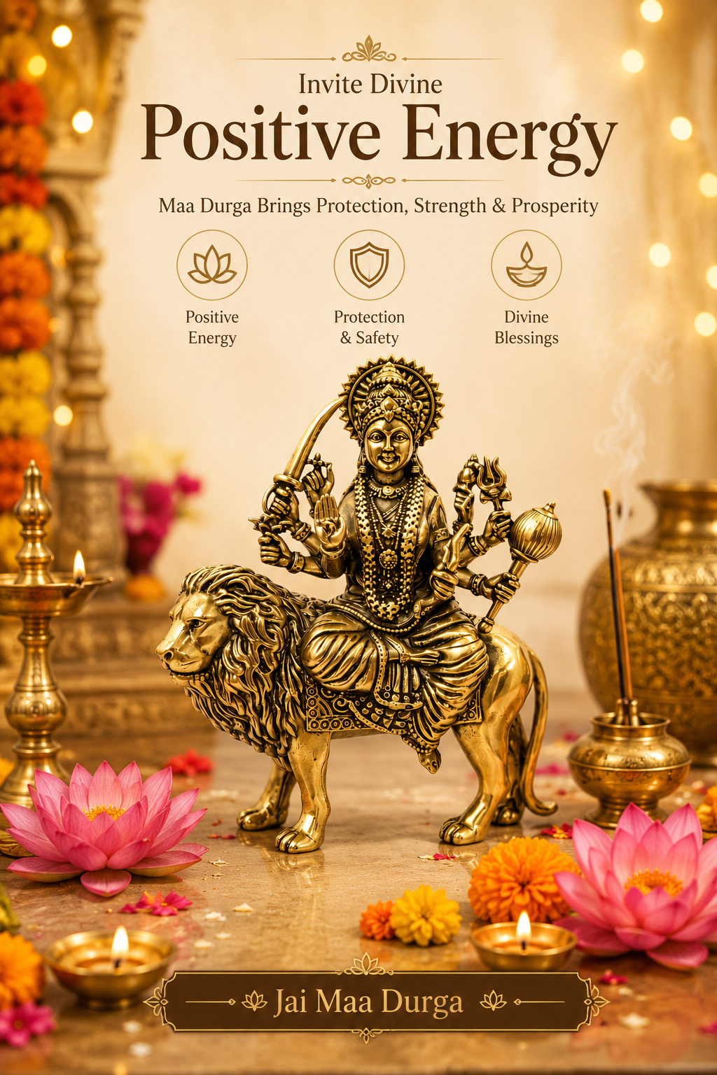BRASS DURGA MATA JI STATUE - 4 INCH