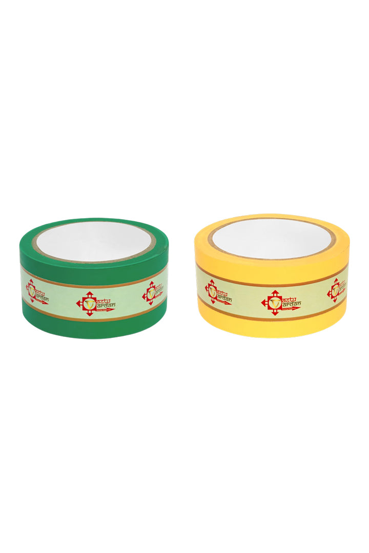 YELLOW AND GREEN TAPE | 2 INCH | LENGTH- 16 METER APPROX | TOILET CORRECTION| VASTU TAPE REMEDY |PACK OF 2 |
