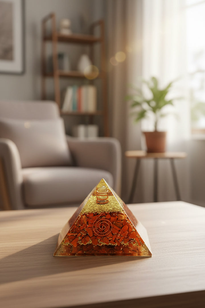 3 INCH RED JASPER CRYSTAL PYRAMID -Supports focus & meditation