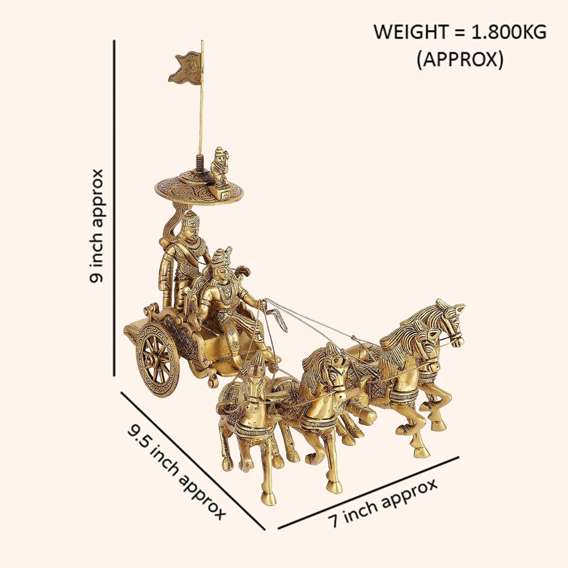 VASTU VARDAN ARJUNA RATH FOUR HORSE WITH KRISHNA JI