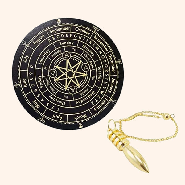 VASTU SEVEN STAR DOWSING BOARD WITH BRASS PENDULAM (PENDULAM ASSORTED) 9 INCH