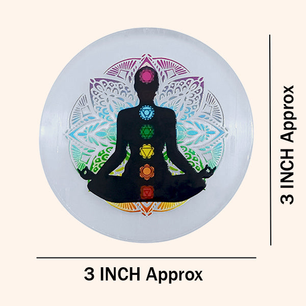 AURA COLOR SELENITE CHARGING ROUND PLATE 3 INCH