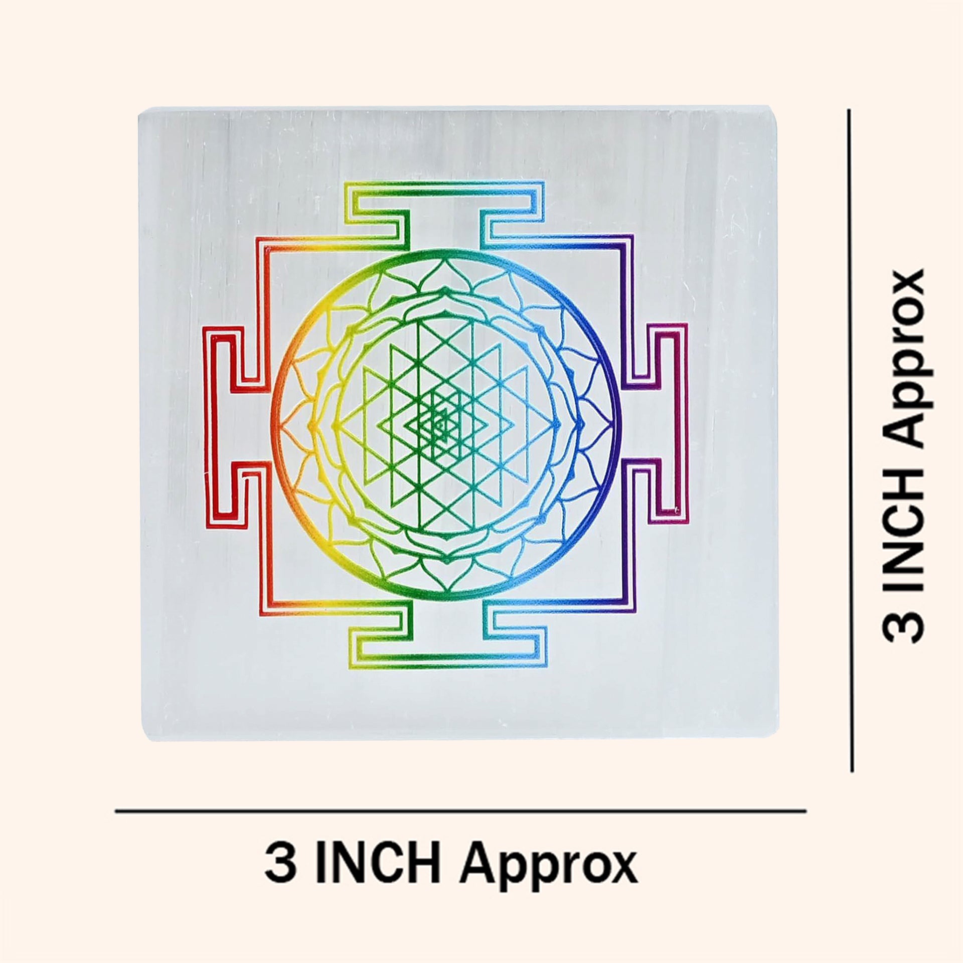 SHREE YANTRA COLOUR SELENITE SQUARE PLATE