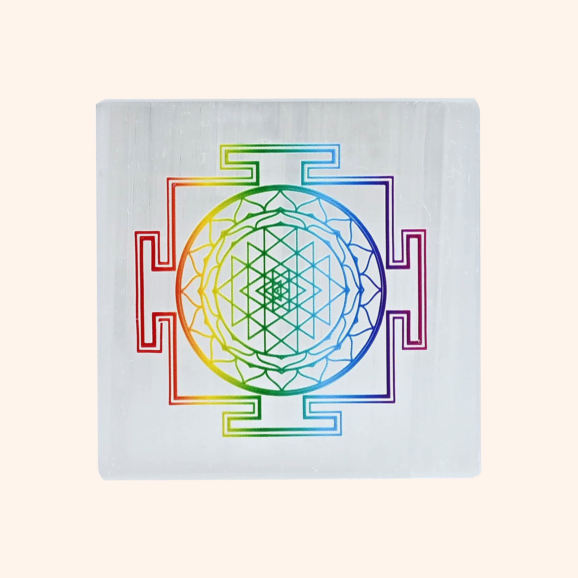 SHREE YANTRA COLOUR SELENITE SQUARE PLATE