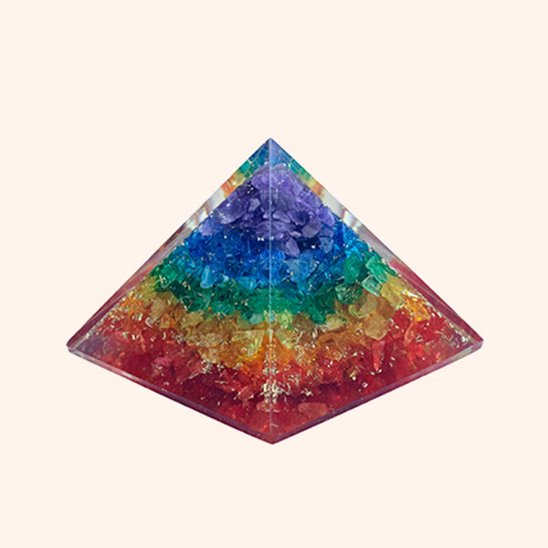 2 INCH SEVEN CHAKRA CRYSTAL PYRAMID