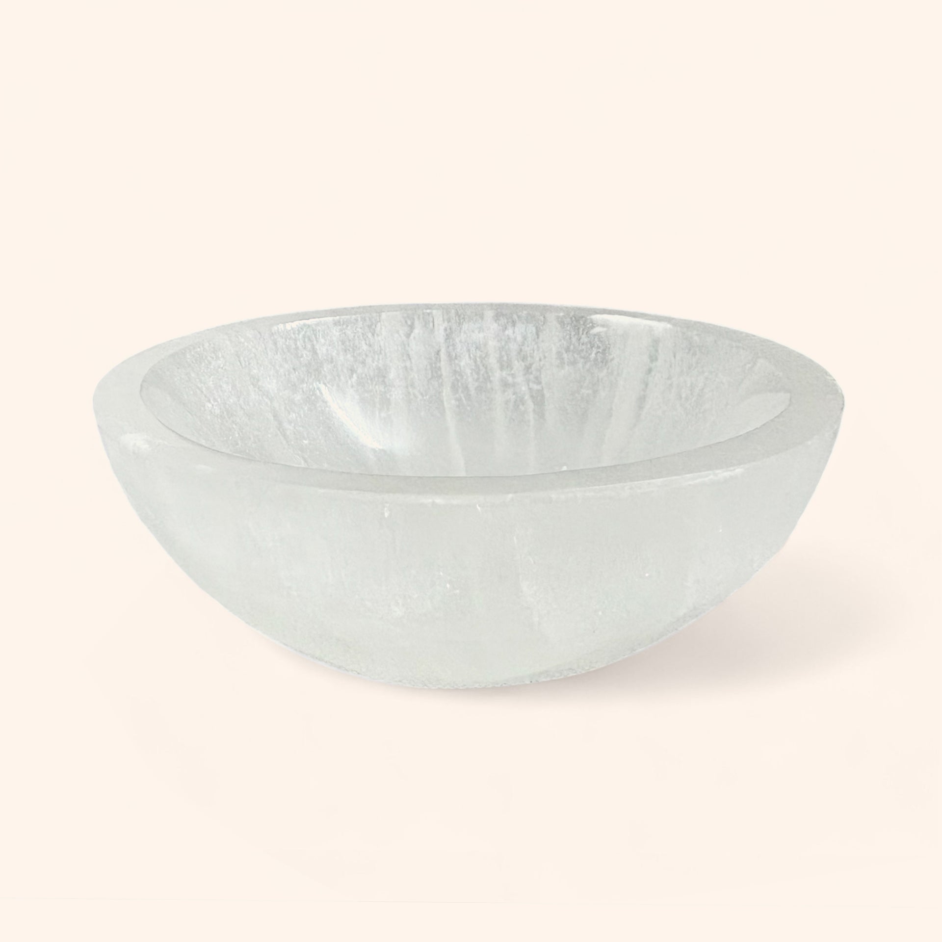 VASTU VARDAN NATURAL SELENITE BOWL FOR CRYSTAL CHARGING | HANDMADE SELENITE STONE BOWL FOR HEALING, MEDITATION, HOME DECOR & SPIRITUAL GIFTS (ROUND SHAPE, 3" INCHES)