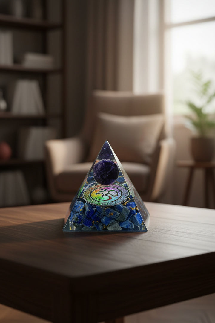 3 INCH LAPIS LAZULI BALL CRYSTAL PYRAMID -Natural Crystal for Energy Healing & Meditation