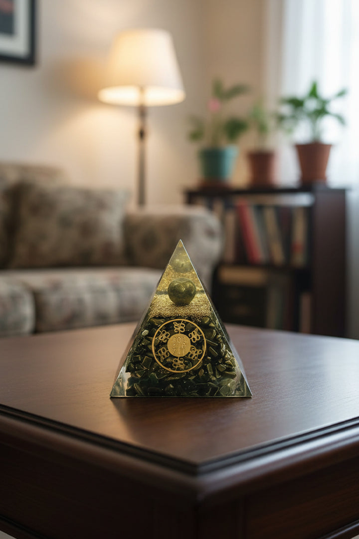 3 INCH PYRITE ZUBO COIN CRYSTAL PYRAMID –– Vastu Energy & Abundance Manifestation Accoutrement