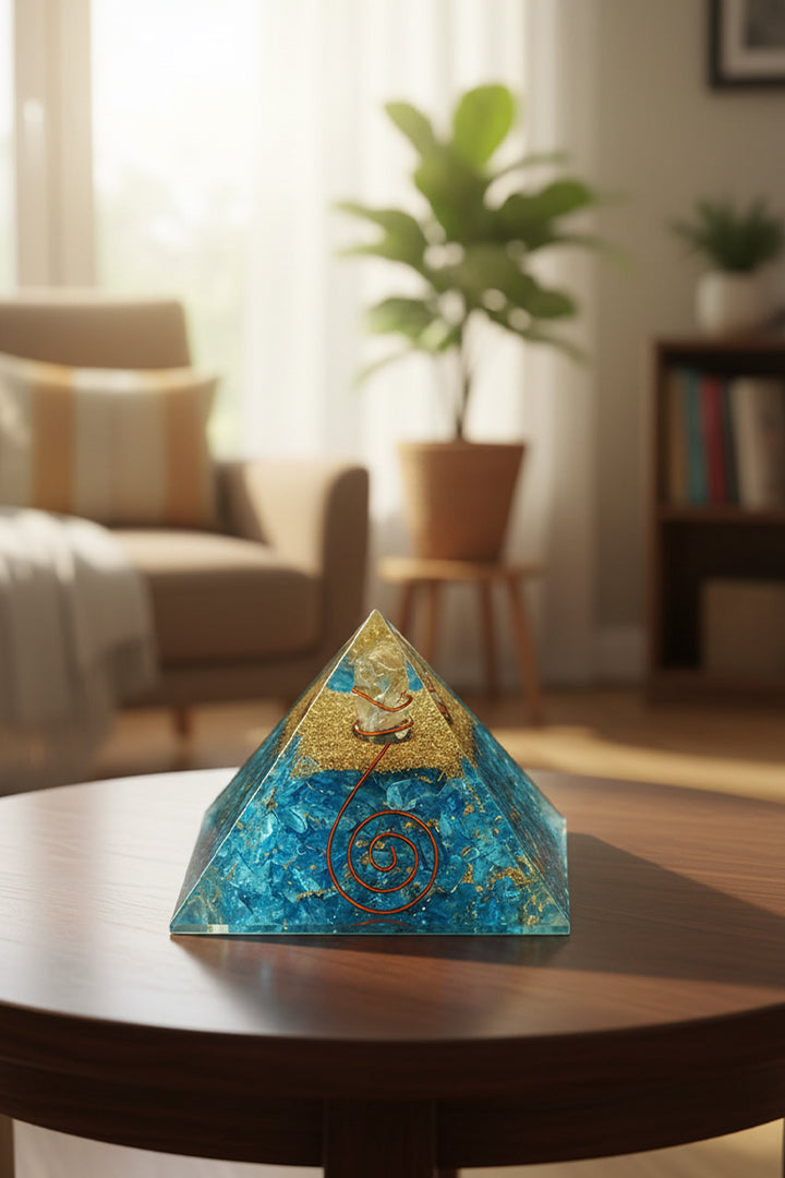 2 INCH TURQUOISE FIROZA CRYSTAL PYRAMID - Amplifies positive energy flow