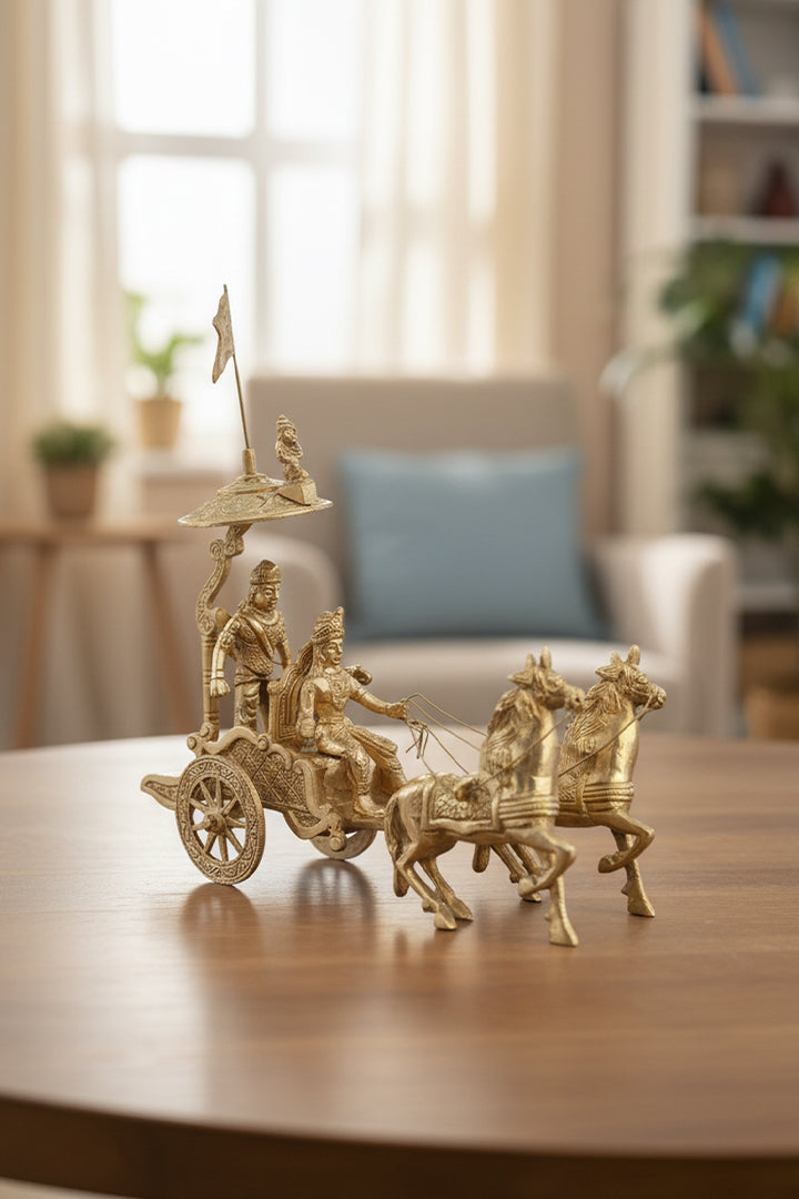 VASTU VARDAN ARJUNA RATH TWO HORSE WITH KRISHNA JI