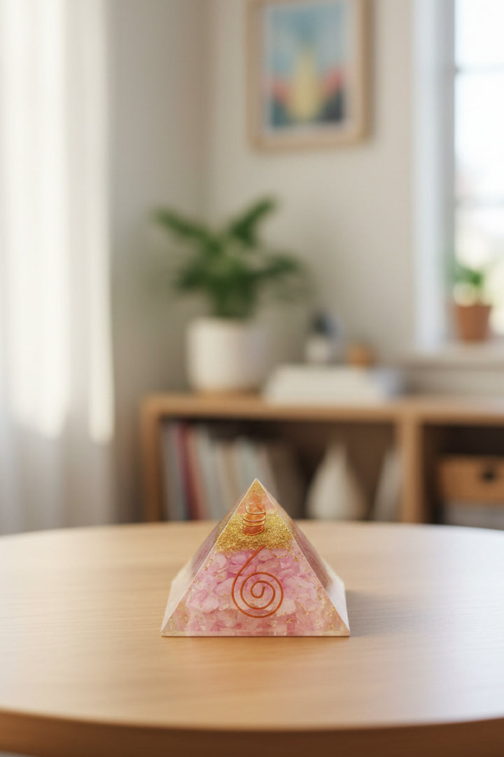 2 INCH ROSE QUARTZ CRYSTAL PYRAMID - Vastu & Energy correction