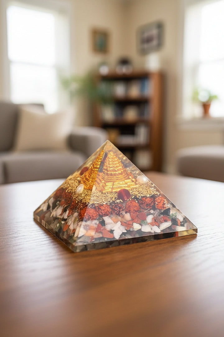 3 INCH NAVGRAHA CRYSTAL PYRAMID - Vedic Energy Alignment , Planetary Harmony , Protection & Prosperity
