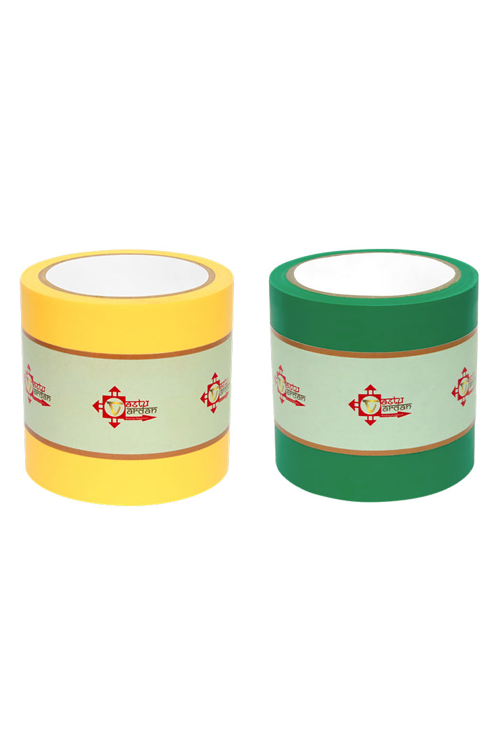 YELLOW AND GREEN TAPE | 4 INCH | LENGTH- 16 METER APPROX | TOILET CORRECTION| VASTU TAPE REMEDY |PACK OF 2 |