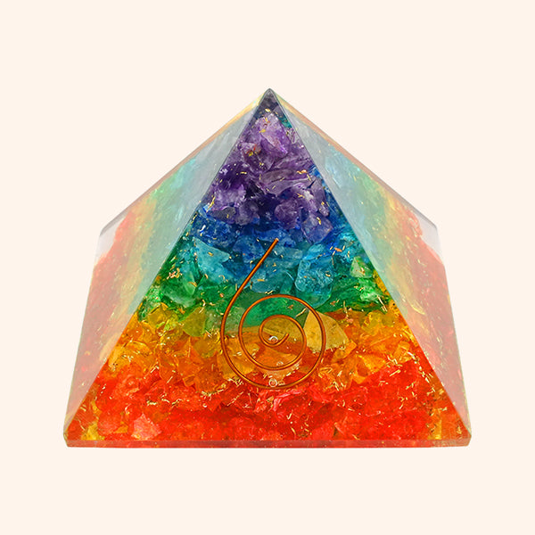 2 INCH SEVEN CHAKRA CRYSTAL PYRAMID