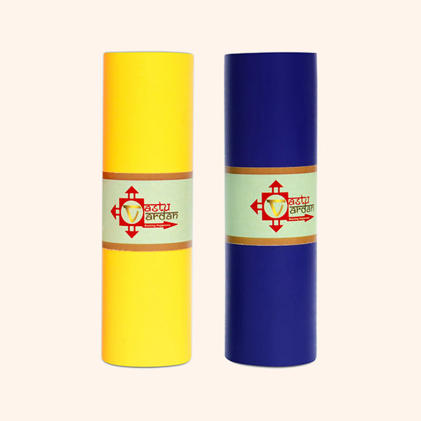 VASTU VINYL BLUE AND YELLOW TAPE || 4 INCH || LENGTH- 8 FEET (APPROX) || PACK OF 2 || VASTU TAPE REMEDY || TOILET CORRECTION || VASTU TAPE ||