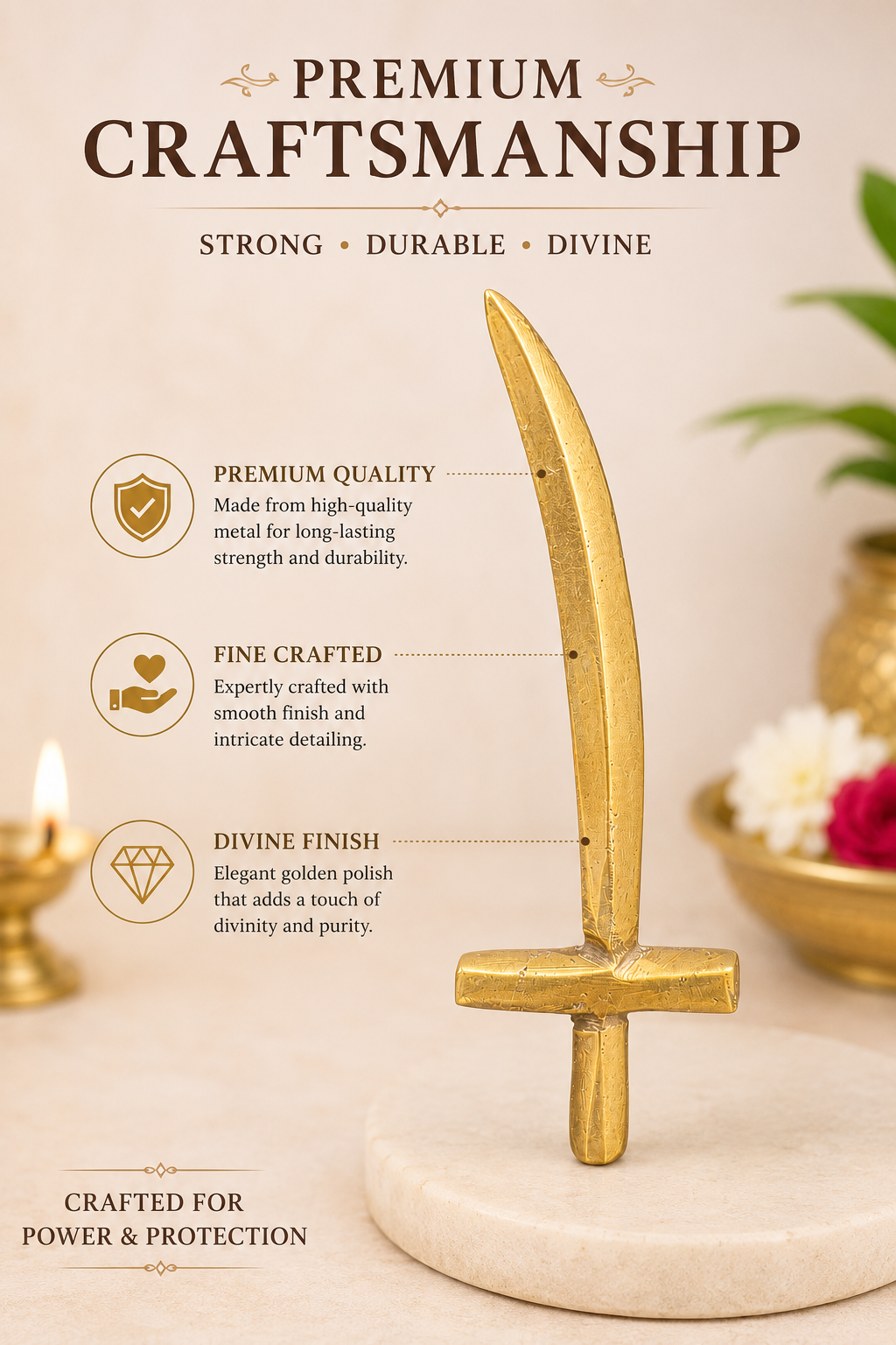 BRASS TALWAR DIGPAL SHASTRA STATUE