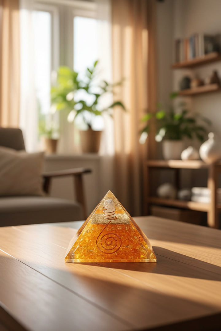 2 INCH CITRINE CRYSTAL PYRAMID -  Manifestation & Energy Amplifier