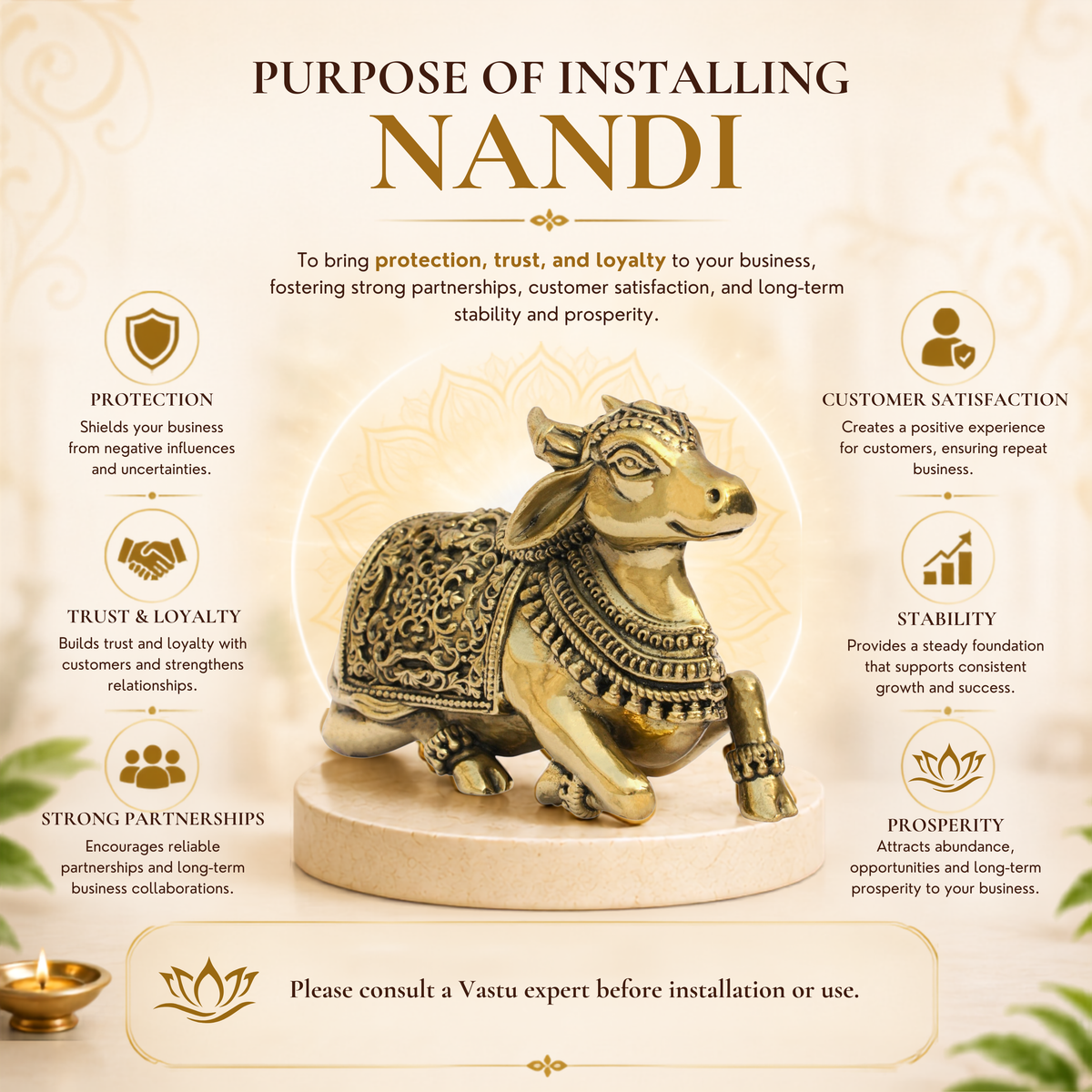 NANDI JI PREMIUM BRASS STATUE - 7 CM