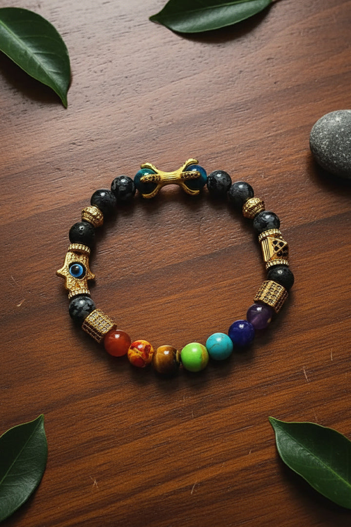 SEVEN CHAKRA DESTINY CLAW BRACELET - Balance, Harmony & Positive Energy
