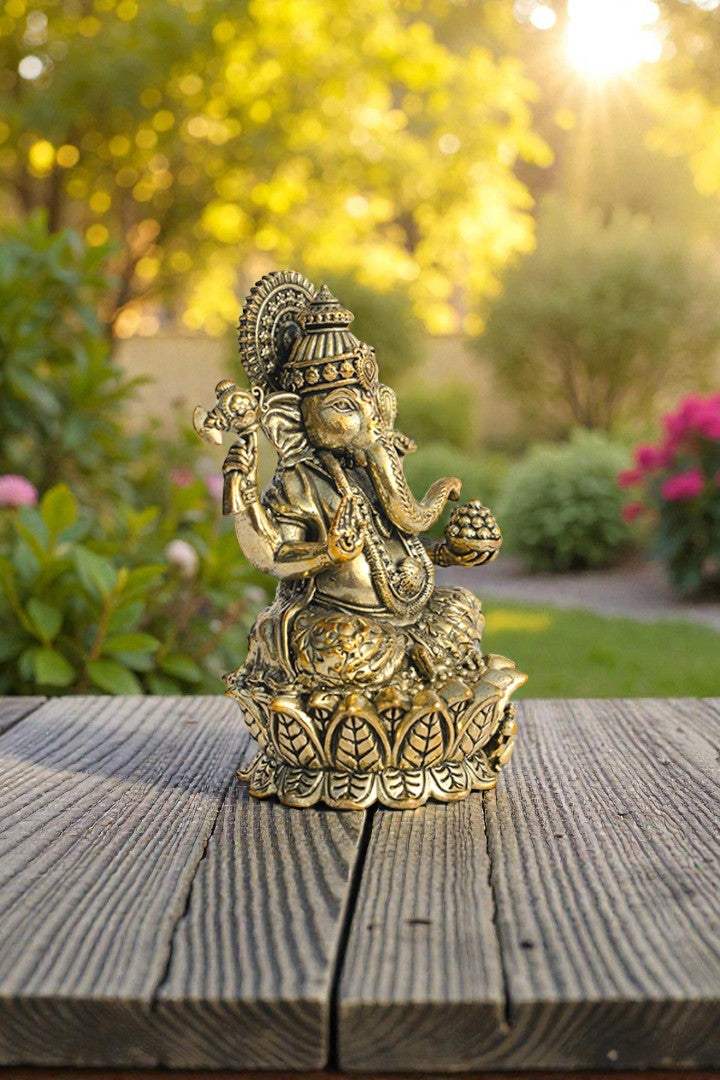 GANESH JI BRASS STATUE - 10 CM