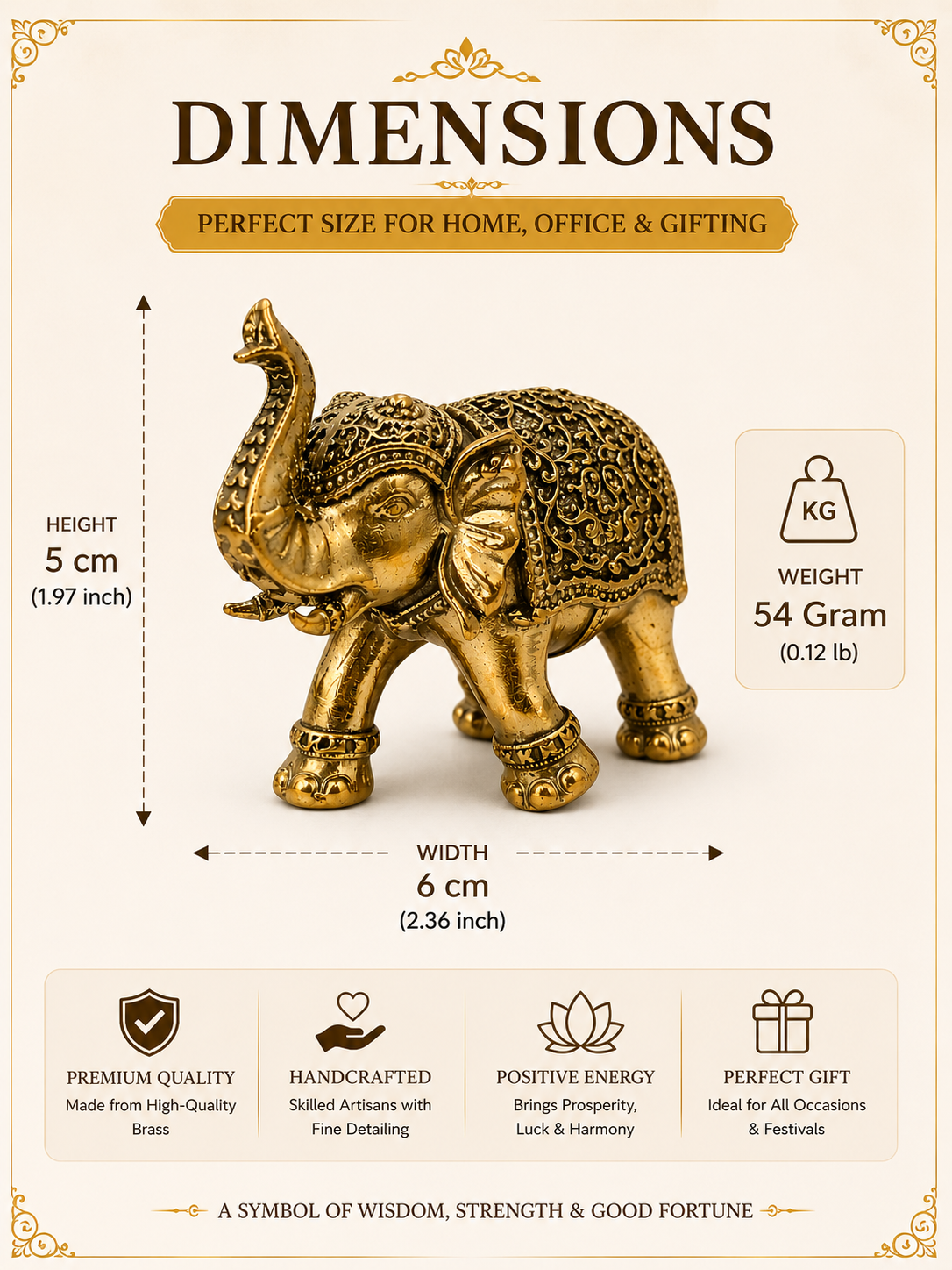 BRASS ELEPHANT STATUE - 2 INCH