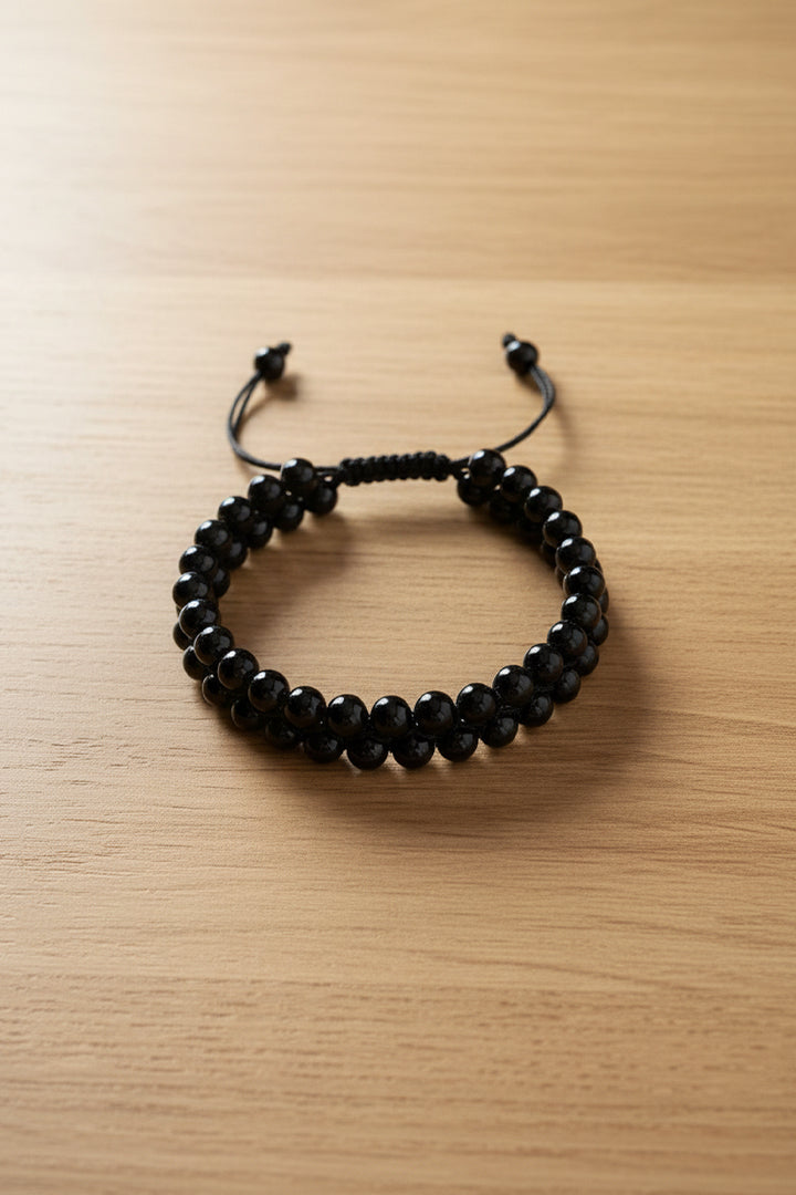 BLACK TOURMALINE DOUBLE LAYER BRACELET -Protection, Grounding & Stability