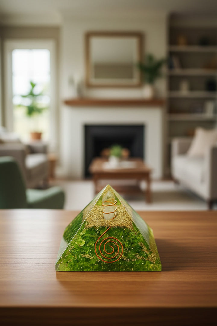 2 INCH PERIDOT CRYSTAL PYRAMID -  Energy Amplifier & Vastu Remedy
